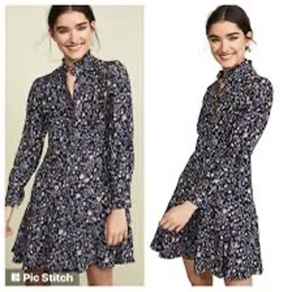 Rebecca Taylor Size 8 Long Sleeve Vivianna Shift Mini Dress in Navy - Picture 6 of 12